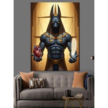 Artmeg Mısır Tanrısı Anubis Adalet Terazisi Dekoratif Kanvas - Mdf Ahşap Tablo