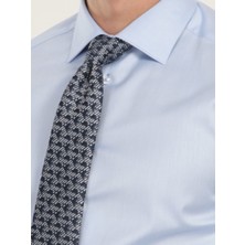 Mavi Düz Slim Fit Dokuma Klasik %100 Pamuk Gömlek