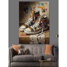 Artmeg Renkli Boyalı Modern Spor Ayakkabı Dekoratif Kanvas - Mdf Ahşap Tablo