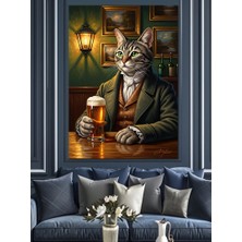 Artmeg Centilmen Kedi Tablosu Dekoratif Kanvas - Mdf Ahşap Tablo