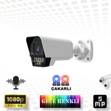 qromax Gece Renkli Sesli FullHD 5Mp Lensli 9 Warm Ve Çakar Ledli Güvenlik Kamerası 5909WS