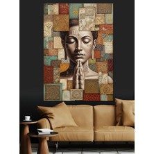 Artmeg Desenli Panellerden Oluşan Kadın Yüzü Dekoratif Kanvas - Mdf Ahşap Tablo