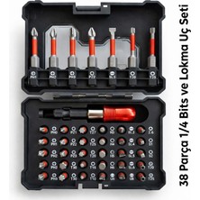 Nzb 38 Parça Profesyonel 1/4 Bits ve Lokma Uç Seti Manyetik Tornavida Ucu Vida Montaj Tamir Seti