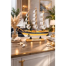 Home Dekor Hediye Dekoratif Premium Ahşap El Yapımı Yelkenli Gemi Maketi Masa Üstü Biblo Hediye Gemi 33 x 33 cm 531-C