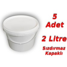 Gaptaş 2 Lt Plastik Kapaklı Kova Hobi Boya Gıda Yoğurt Kovası Beyaz 5 Adet