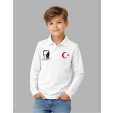 Karaoğlu Tekstil Polo Yaka Türk Bayraklı Atatürk Baskılı Penye Tişört