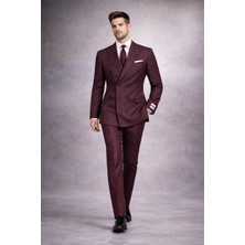 FABIO CASSEL Fabıo Cassel Çizgili Kruvaze Erkek Takım Elbise Slim Fit