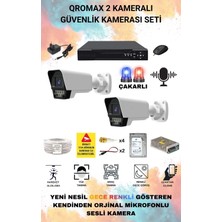 qromax 2 Kameralı Set - Yapay Zeka Özellikli Gece Renkli Sesli FullHD 5Mp Lensli 9 Warm Ve Çakar Ledli Güvenlik Kamerası Seti 5909WS-104