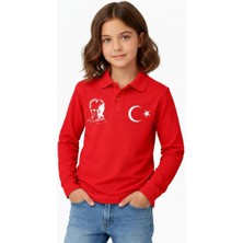 Karaoğlu Tekstil Polo Yaka Türk Bayraklı Atatürk Baskılı Penye Tişört