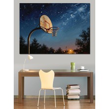 Artmeg Gece Altında Basketbol Potası Tablosu Dekoratif Kanvas - Mdf Ahşap Tablo
