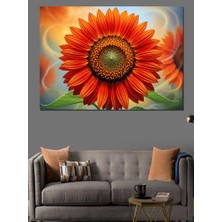 Artmeg Büyük Turuncu Ayçiçeği Yakın Plan Dekoratif Kanvas - Mdf Ahşap Tablo