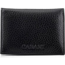 Cabani Siyah Hakiki Deri Klasik Unisex Cüzdan