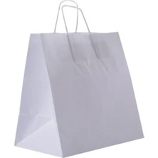 Paket Parti Paketparti Büküm Saplı Beyaz Kağıt Çanta 38x25x36(25'li)