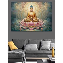 Artmeg Lotus Üzerinde Meditasyon Yapan Buda Dekoratif Kanvas - Mdf Ahşap Tablo