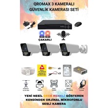 qromax 3 Kameralı Set - Yapay Zeka Özellikli Gece Renkli Sesli FullHD 5Mp Lensli 9 Warm Ve Çakar Ledli Güvenlik Kamerası Seti 5909WS-104