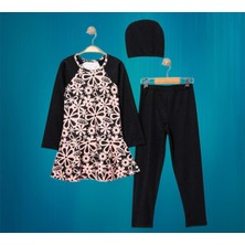 Elayza Kız Çocuk Çiçek Desenli Boneli Tesettür Mayo 3'lü Set