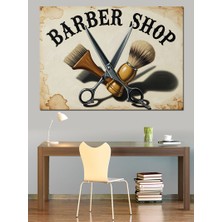 Artmeg Vintage Berber Dükkanı Tabela Tasarımı Dekoratif Kanvas - Mdf Ahşap Tablo