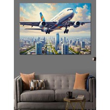 Artmeg Bulutlar Üzerinde Dev Yolcu Uçağı Dekoratif Kanvas - Mdf Ahşap Tablo