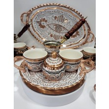 Karaca Bakır Işlemeli Bakır Fincan Takımı- Ikili Fincan Takımı