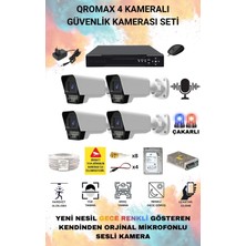 qromax 4 Kameralı Set - Yapay Zeka Özellikli Gece Renkli Sesli FullHD 5Mp Lensli 9 Warm Ve Çakar Ledli Güvenlik Kamerası Seti 5909WS-104