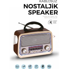 Kensa Bluetooth Nostaljik Speaker Fm/am/sw Radyo Şarj Edilebilir Aydınlatmalı Retro Hoparlör