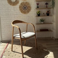 Silla Concept Yılan Sandalye Teddy Krem Kumaş Naturel Ahşap Sandalye