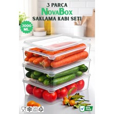 Nandy Home Novabox 3000ML. 3'lü Set Saklama Kabı - Çok Amaçlı Buzdolabı Organizeri