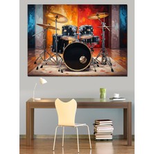 Artmeg Sahne Işıkları Altında Bateri Takımı Dekoratif Kanvas - Mdf Ahşap Tablo