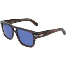 Salvatore Ferragamo Sf 2070S 216 56 Unisex Dikdörtgen Kırçıllı Kahverengi Kemik Güneş Gözlüğü