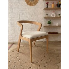 Silla Concept Akrep Sandalye Teddy Krem Kumaş Naturel Ahşap Sandalye