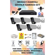 qromax 5 Kameralı Set - Yapay Zeka Özellikli Gece Renkli Sesli FullHD 5Mp Lensli 9 Warm Ve Çakar Ledli Güvenlik Kamerası Seti 5909WS-108