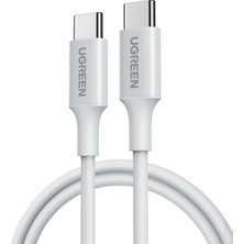 Ugreen Usb-C 60W 3A Qc Pd Örgülü Hızlı Şarj Kablosu, 1 Metre, Beyaz, 35218