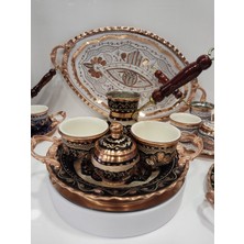 Karaca Bakır Işlemeli Bakır Fincan Takımı- Ikili Fincan Takımı