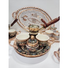 Karaca Bakır Işlemeli Bakır Fincan Takımı- Ikili Fincan Takımı