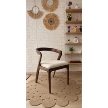 Silla Akrep Sandalye Teddy Krem Kumaş Ceviz Ahşap Sandalye