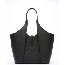 Shoemix Kadın Siyah Cilt Büyük Boy El ve Omuz Çantası - Yavru Çantalı