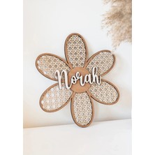 Mars Tasarım Kişiye ve Isme Özel Papatya Hazeran Harf Ahşap Rattan Kapı Bebek Odası Kapı Duvar Süsü Dekorasyon