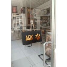 Mars Tasarım Ahşap Ayna Pleksi Açık Kapalı Veteriner Petshop Pati Simgeli Mağaza Kapı Yönlendirme