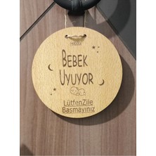 Mars Tasarım Zile Basmayınız Bebek Uyuyor Uyarı Tabelası Kartı Levhası Maymun Ahşap Lütfen Sessiz Çocuk Dış Kapı