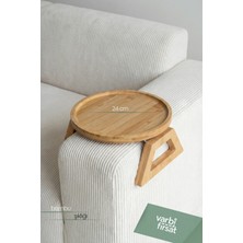 VarBiFırsat Bambu Koltuk Kenarı Sehpası - Kolçak Sehpası Yan Sehpa - 24 cm