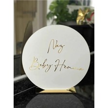 Mars Tasarım Yuvarlak Kişiye Özel Ahşap Üzeri Gold Masa Üstü Söz - Nişan - Düğün Isimliği - 25CM