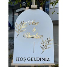 Mars Tasarım Lüks Pleksi Aynalı Karşılama Panosu, Nişan, Düğün, Kına, Mevlüt, 70X50 cm (Sadece Pano)