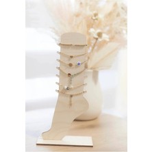 Mars Tasarım Şık ve Dekoratif Ahşap Hal Hal Bileklik Kolye Takı Organizer Standı- Yükseklik 25 cm