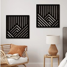 Mars Tasarım Minimalist Geometrik 2'li Set Ahşap Duvar Dekoru