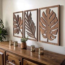 Mars Tasarım Tropikal Yapraklı Ahşap Duvar Tablosu