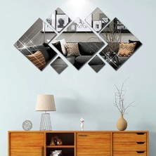 Mars Tasarım Dekoratif Kare Formunda 7’lı Duvar Pleksi Ayna Seti