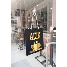 Mars Tasarım Ahşap Açık Kapalı Yazılı Tabela Levha Ayna Pleksi Kabartma Kafe Kahve Coffee Mağaza Kapı Yönlendirme