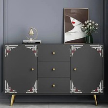 Mars Tasarım Dolap Mobilya Aynalı Pleksi Köşe Süsü - 4 Adet- Yapışkanlı