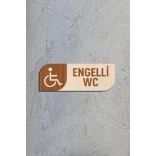 Mars Tasarım Engelli Tuvalet Wc Tuvalet Tabelası 25X9 cm Kapı Yönlendırme Levhası Büyük Boy