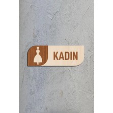 Mars Tasarım Kadın Tuvalet Tabelası 25X9 cm Kapı Yönlendırme Levhası Büyük Boy